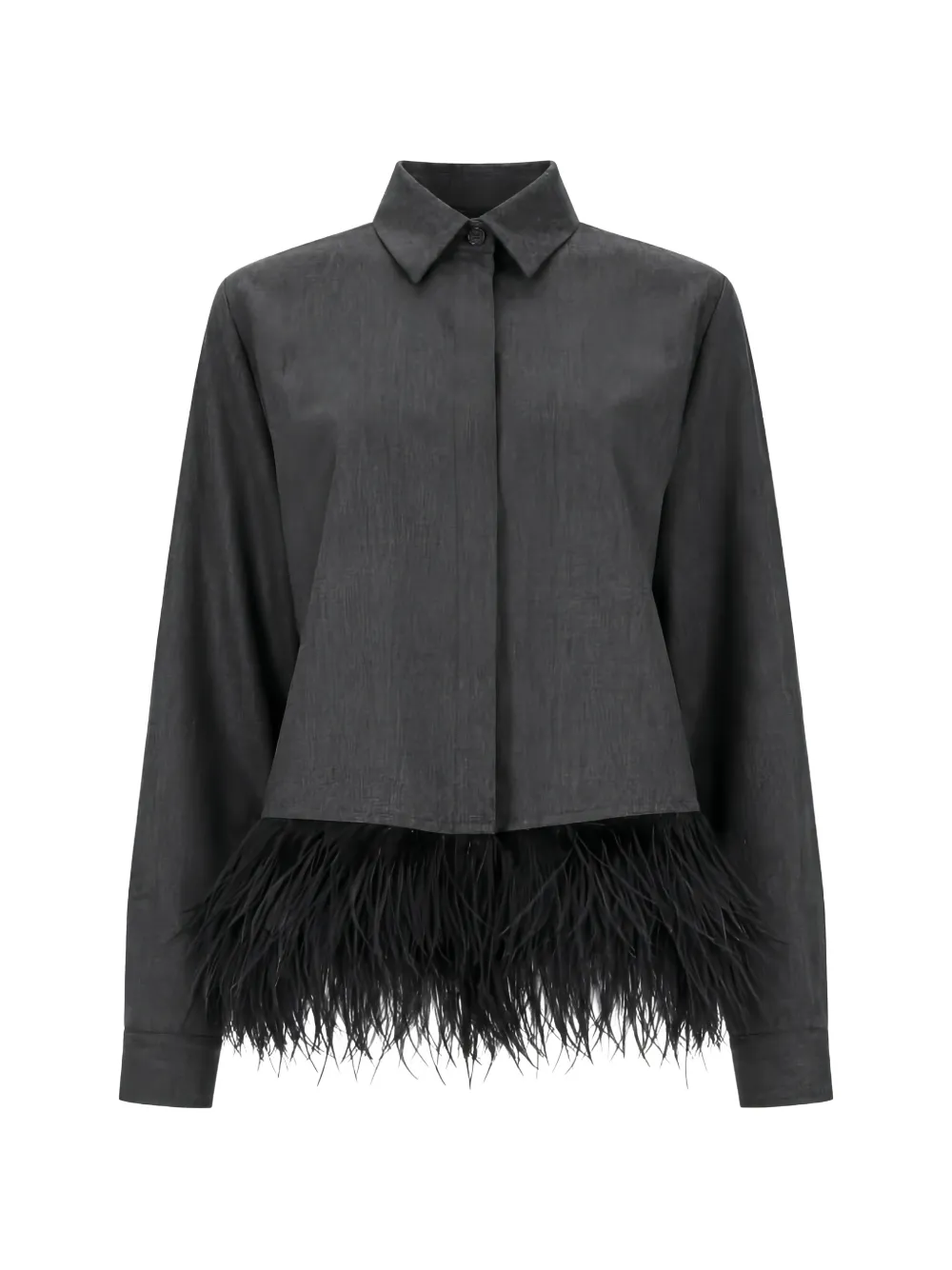 Fabiana Filippi feather-trim long-sleeve shirt - Grigio