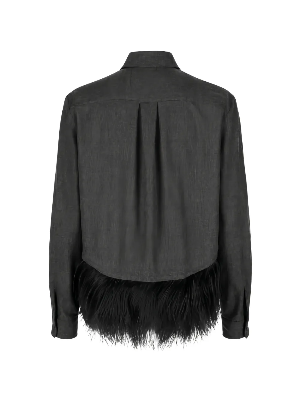 Fabiana Filippi Blouse met lange mouwen en verenafwerking Grijs