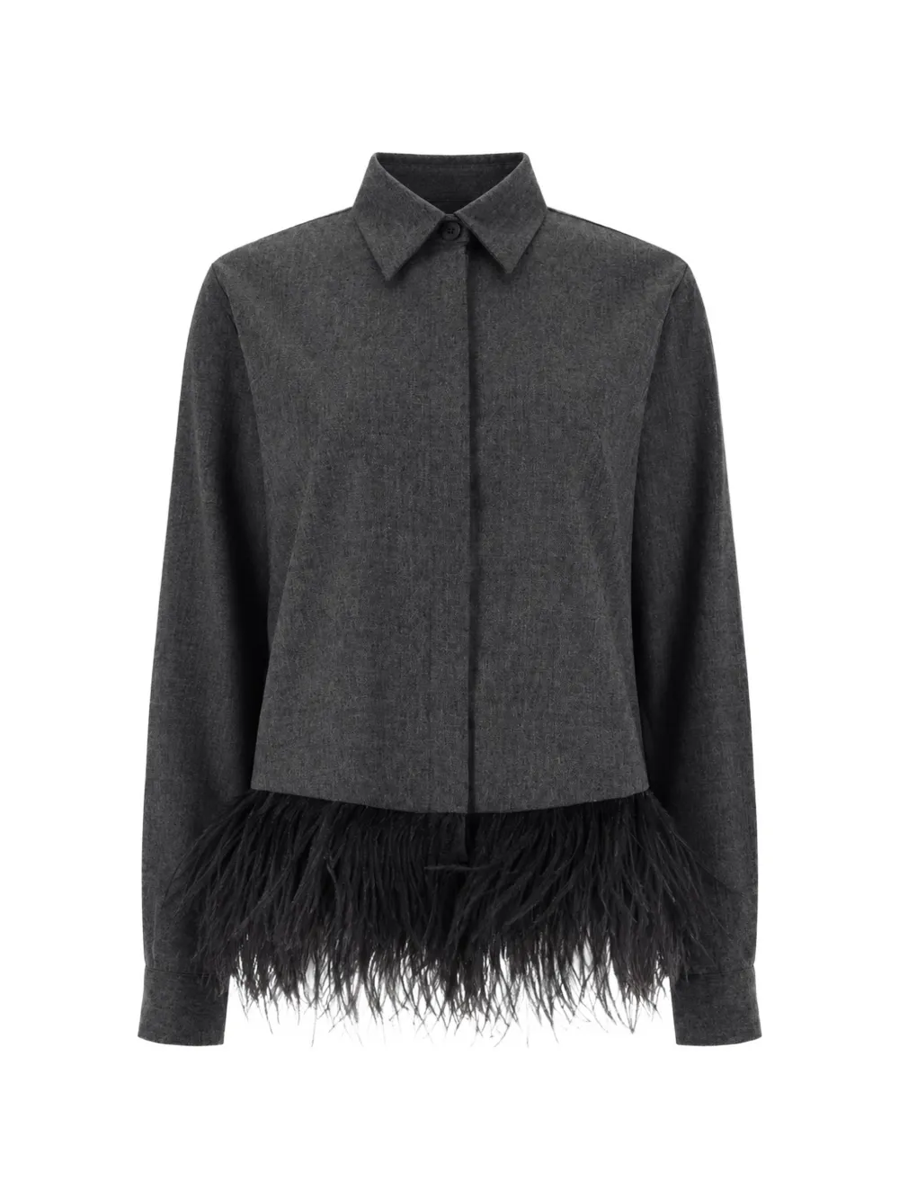 Fabiana Filippi feather-trim long-sleeve shirt - Grigio