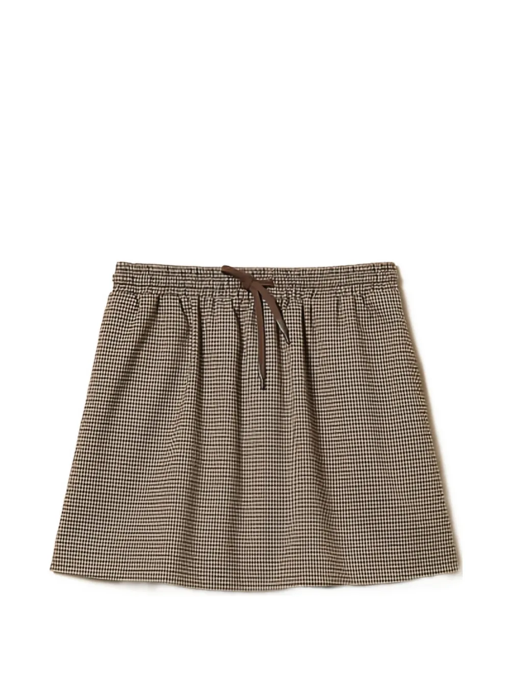 TWINSET check drawstring mini skirt - Marrone