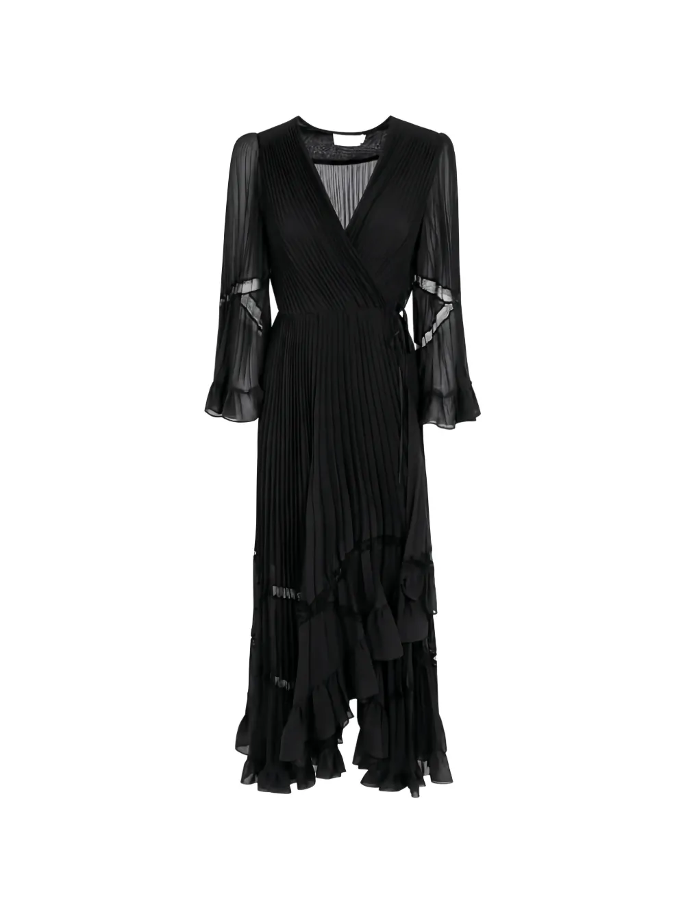 TWINSET pleated lace-trim dress - Nero