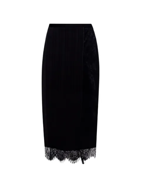 TWINSET lace-trim pleated midi skirt