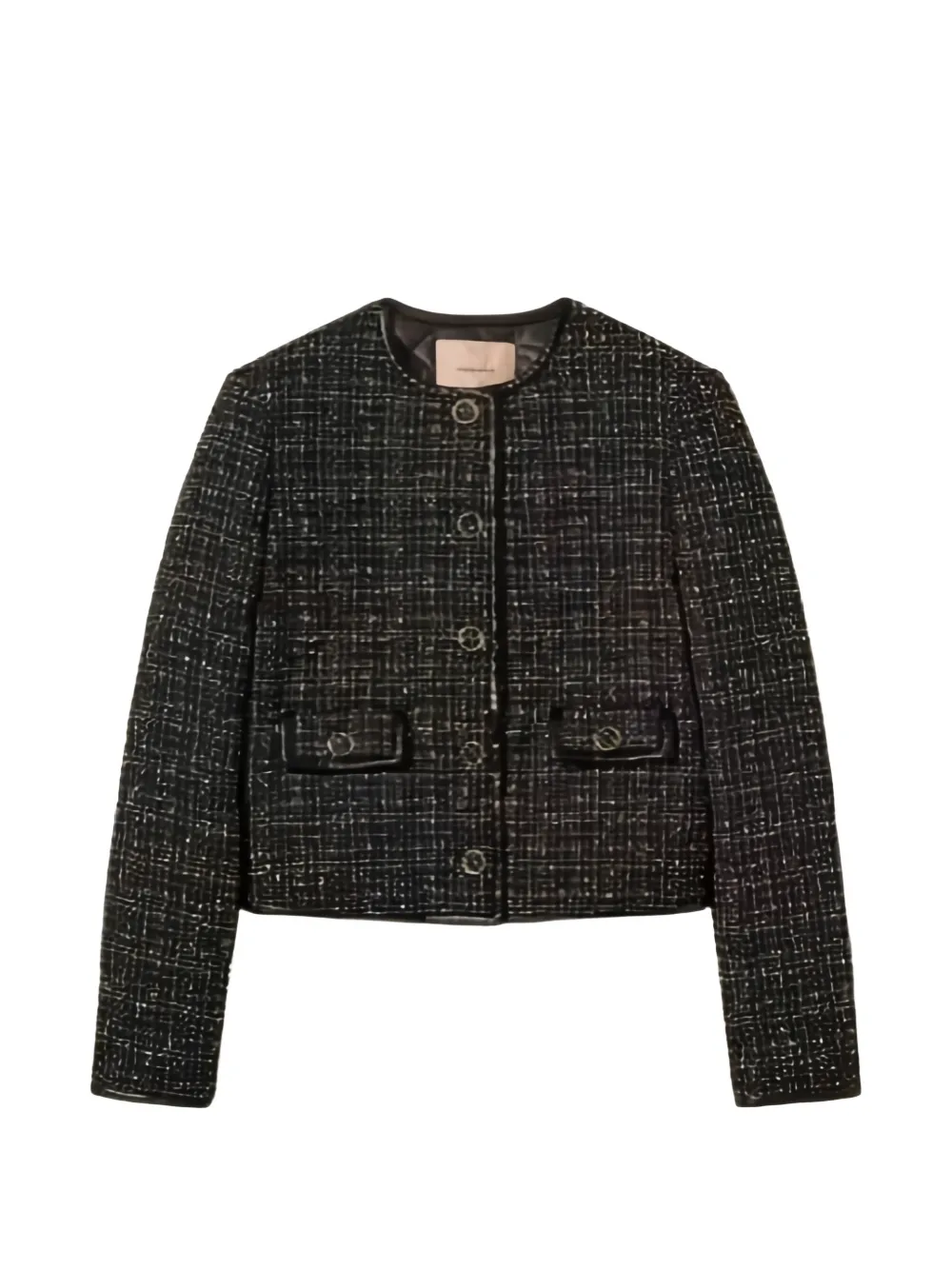 Twinset Padded Bouclé Jacket In Black