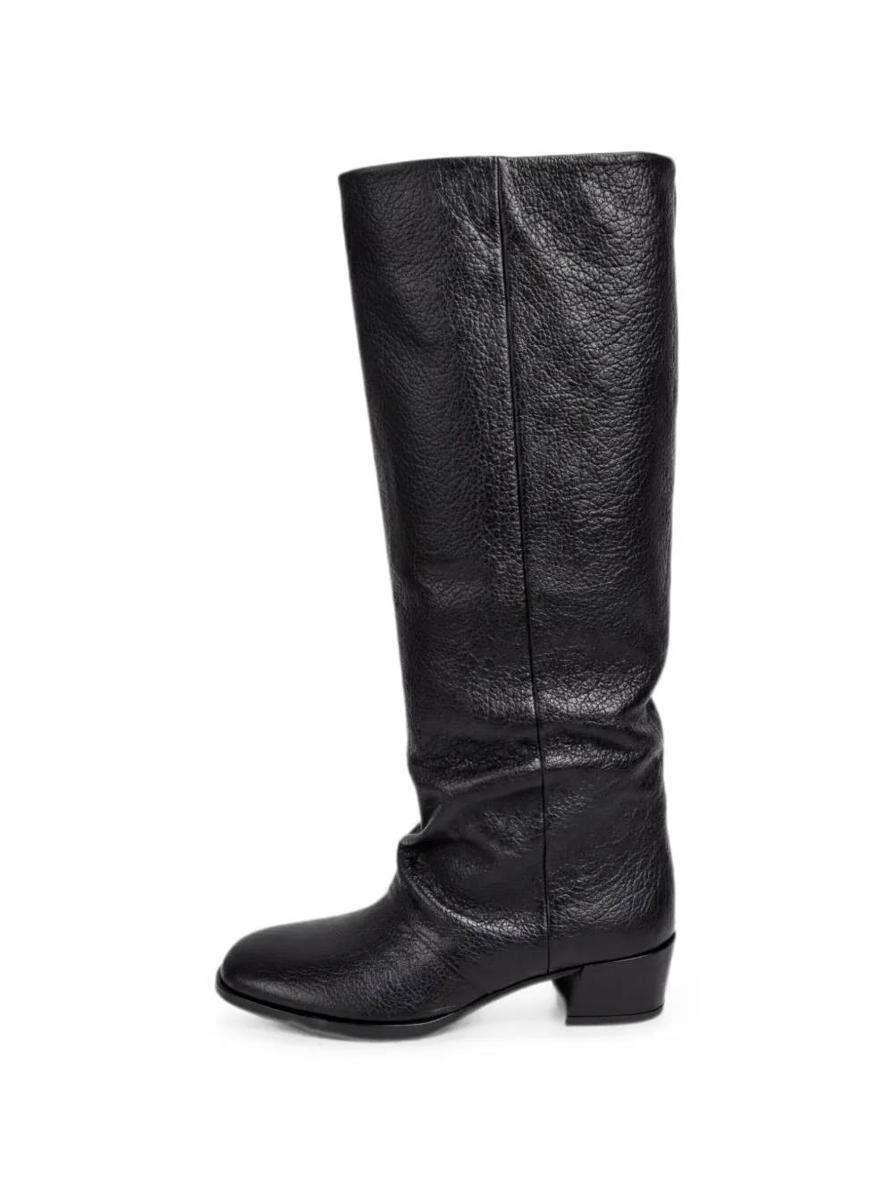 P.a.r.o.s.h Grainy-effect Slouch Boots In Black