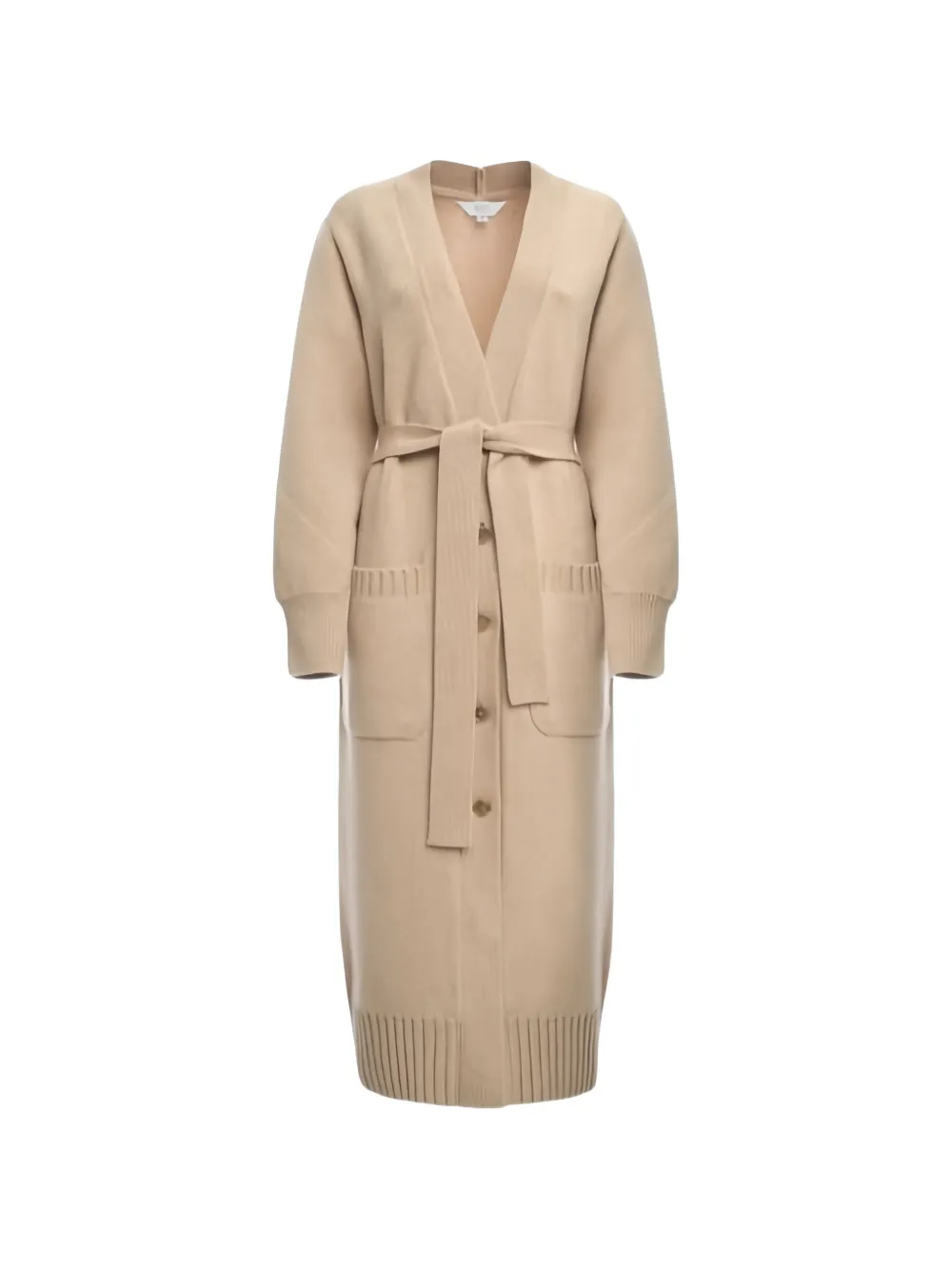 Malo Belted Button-up Cardi-coat In Neutrals