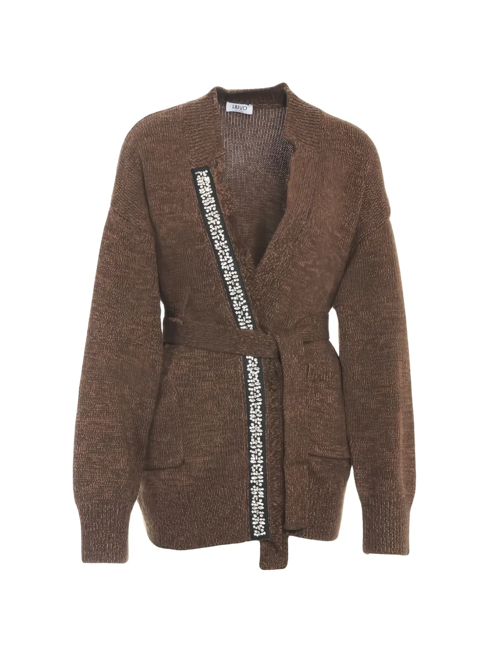 LIU JO embellished belted cardigan - Brown