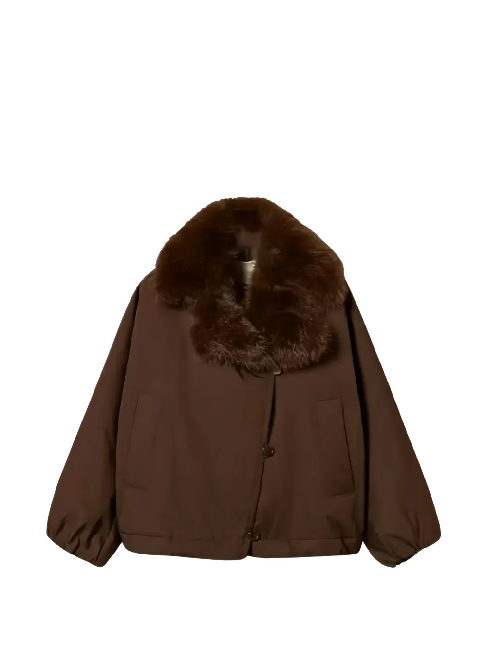TWINSET faux-fur collar button-up jacket - Marrone
