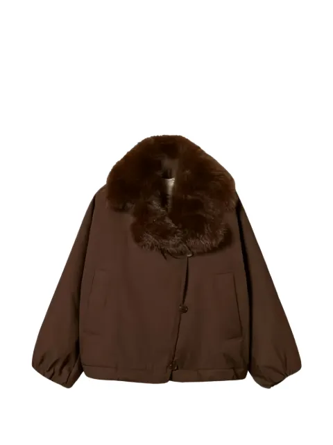 TWINSET faux-fur collar button-up jacket