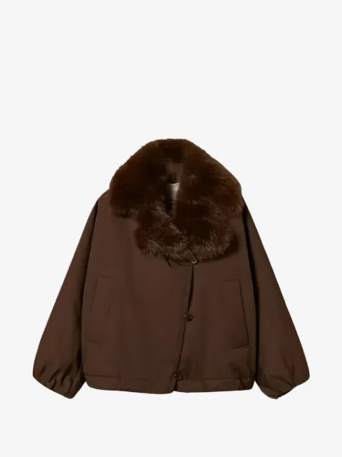 TWINSET faux-fur collar button-up jacket