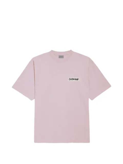 Balenciaga masking-.tape medium-fit T-shirt in dusty pink
