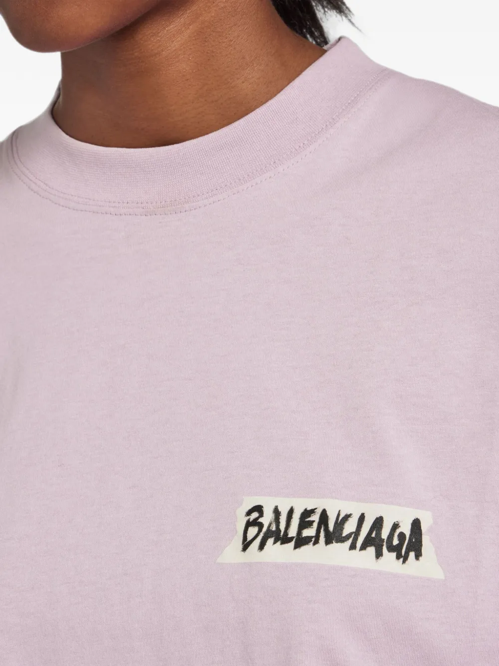Balenciaga Medium-fit T-shirt met masking-tape-print Roze