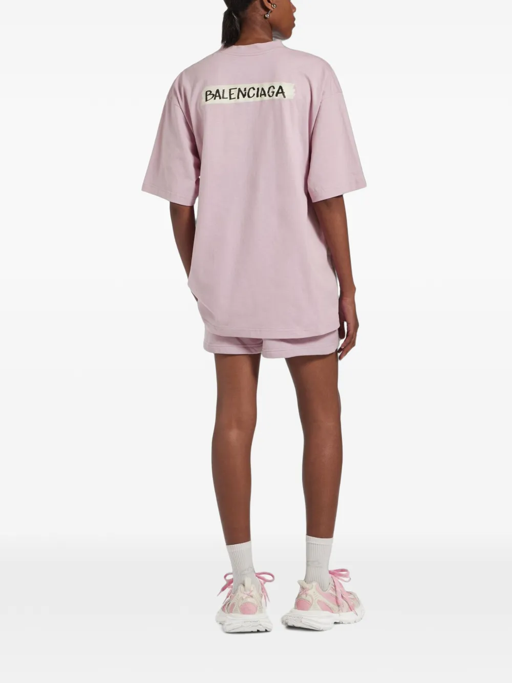 Balenciaga Medium-fit T-shirt met masking-tape-print Roze