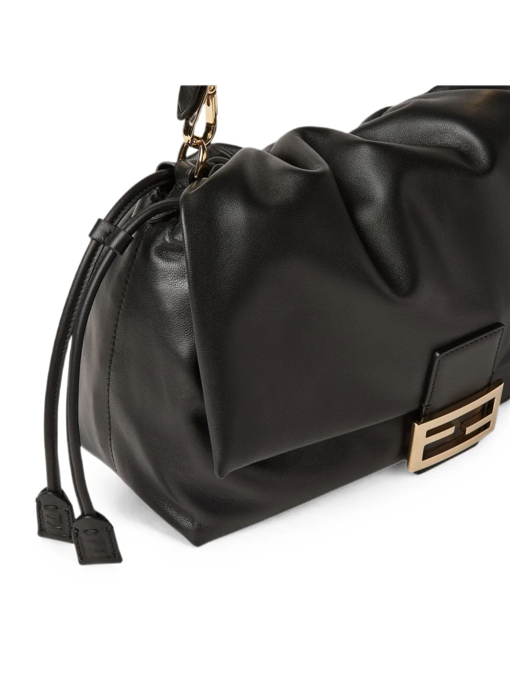 FENDI Baguette Leather Shoulder Bag in Black, view 5