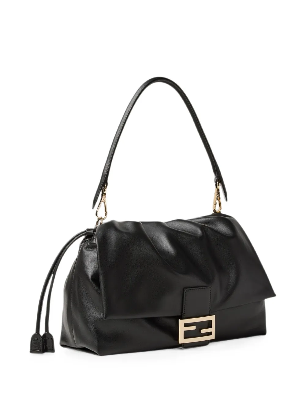 FENDI Baguette Leather Shoulder Bag in Black, view 3