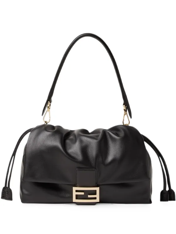 Fendi Baguette Leather Shoulder Bag in Black