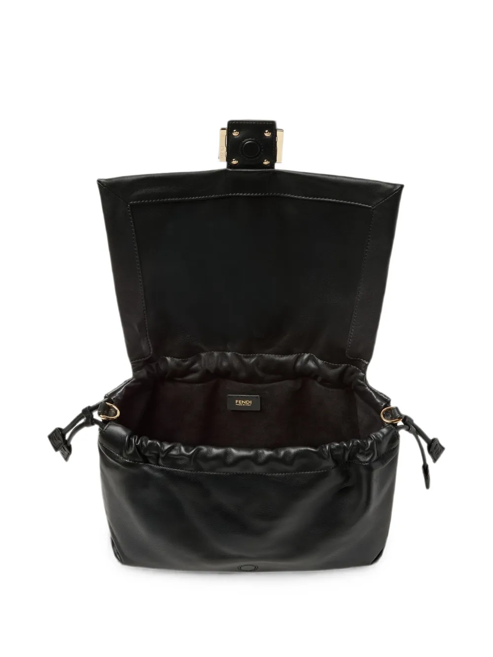 FENDI Baguette Leather Shoulder Bag in Black, view 4