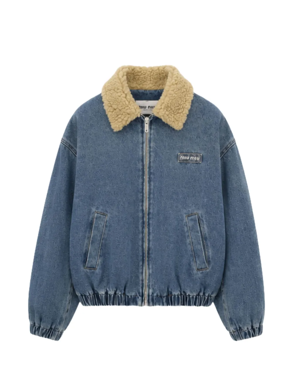 Miu Miu shearling-collar denim jacket - Blau