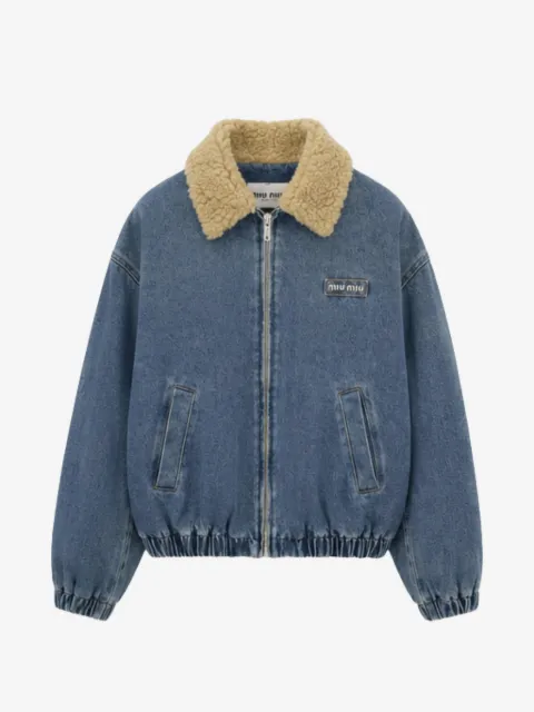 Miu Miu shearling-collar denim jacket