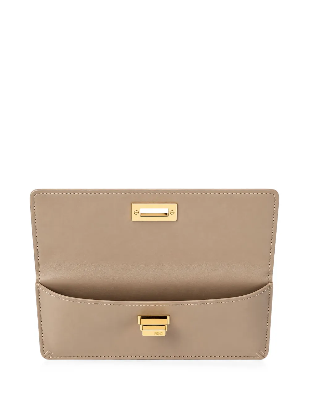 FENDI Peekaboo leren portemonnee met ketting Beige