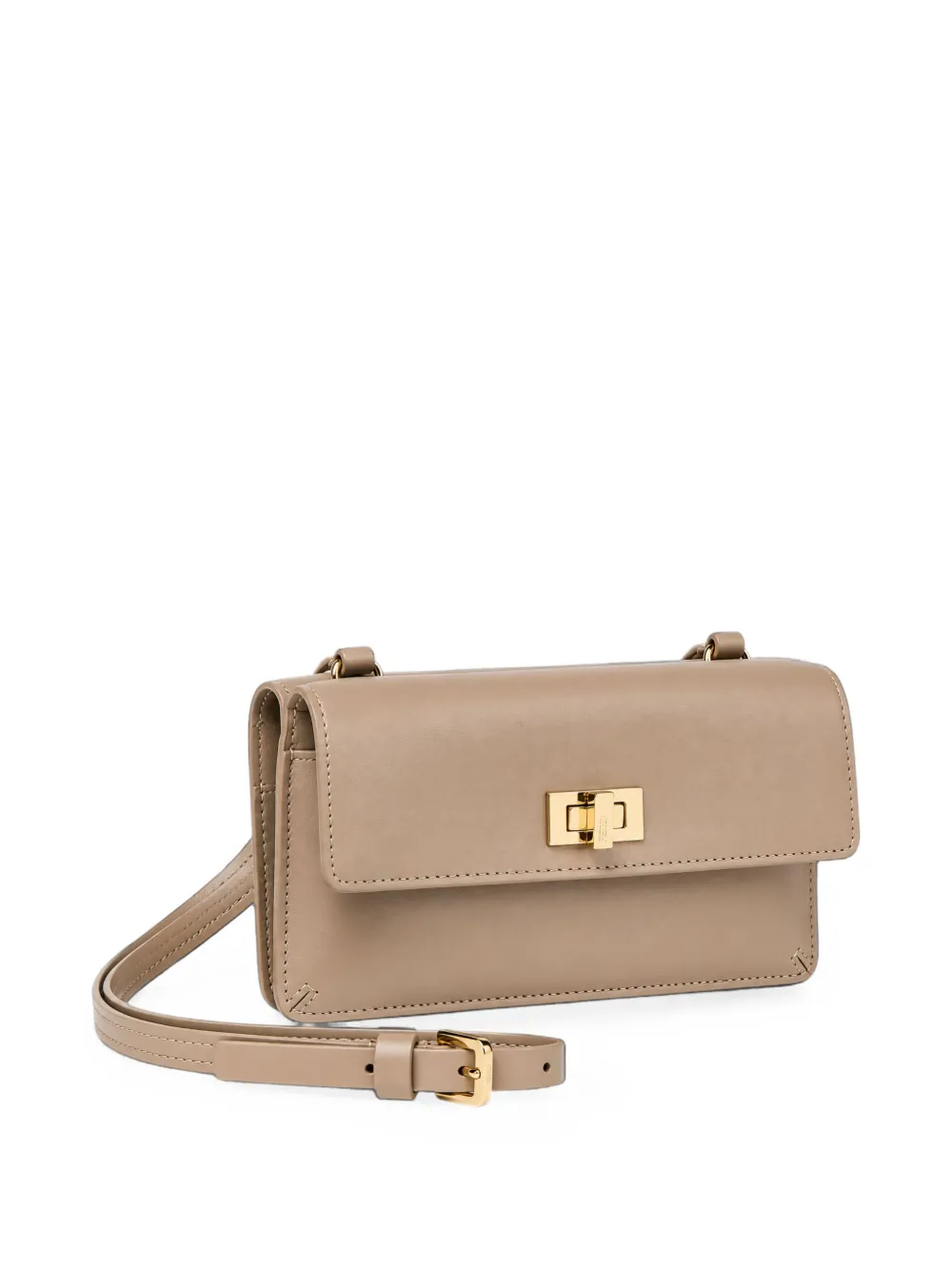 FENDI Peekaboo leren portemonnee met ketting Beige