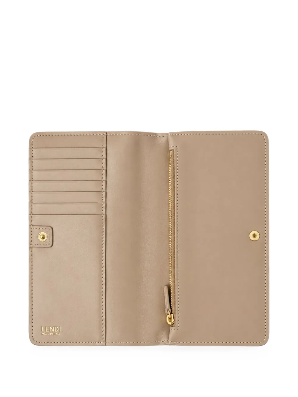 FENDI Peekaboo leren portemonnee met ketting Beige