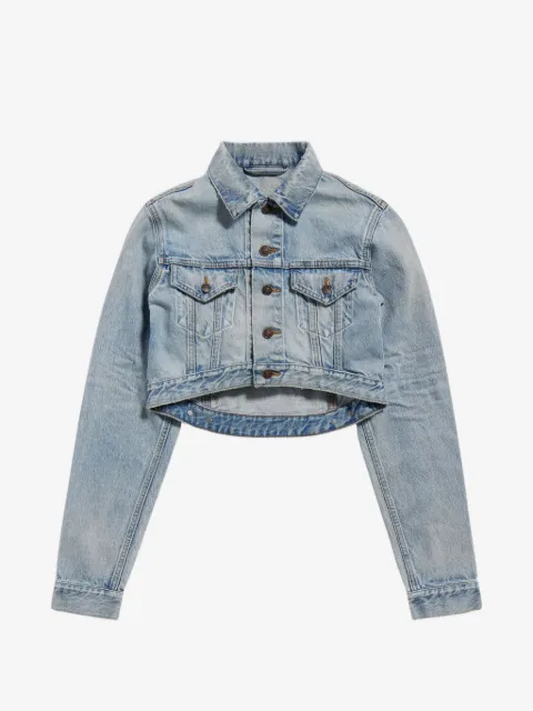Balenciaga veste crop en jean à effet usé