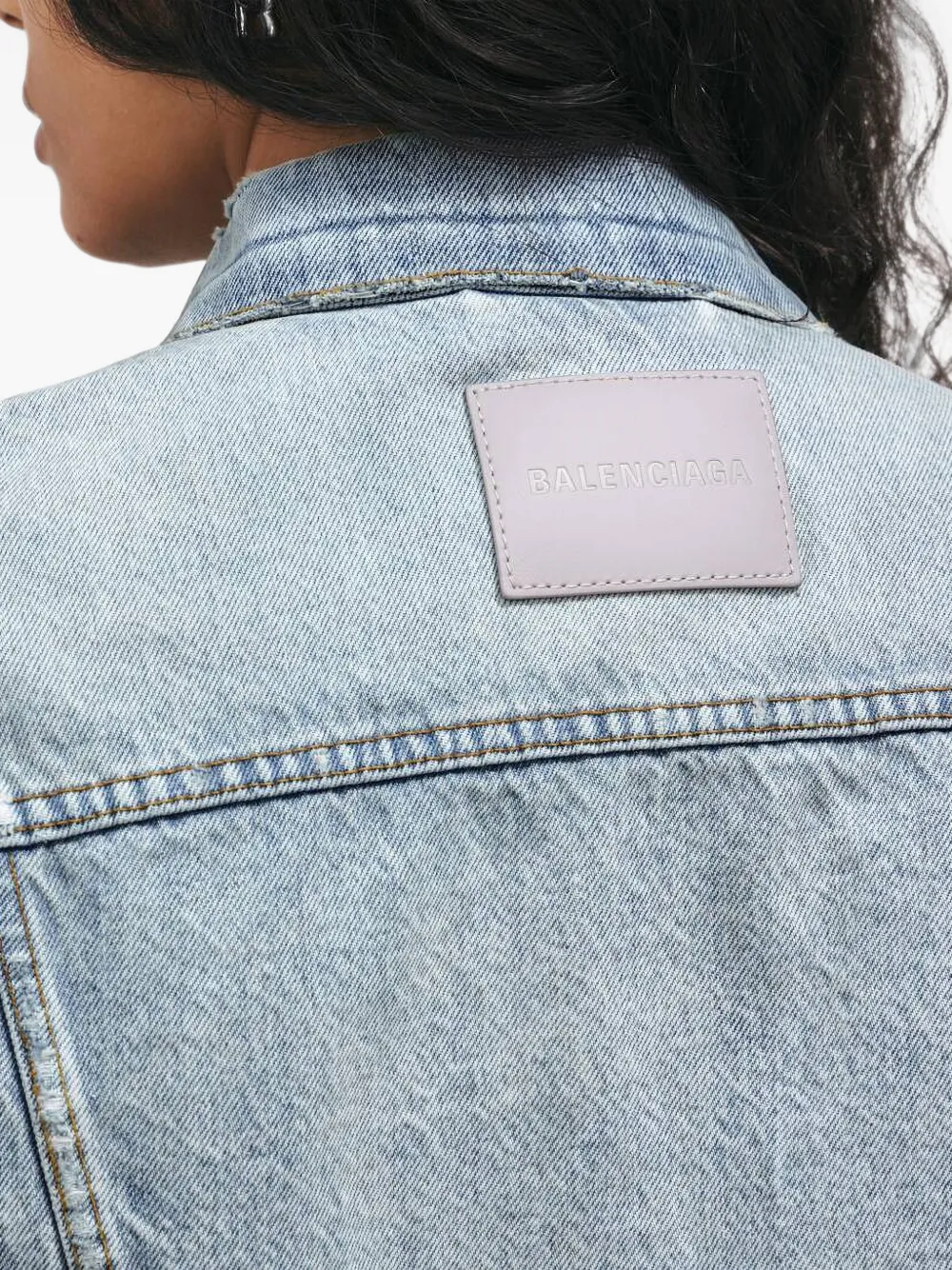 Balenciaga Button-up denim jack Blauw