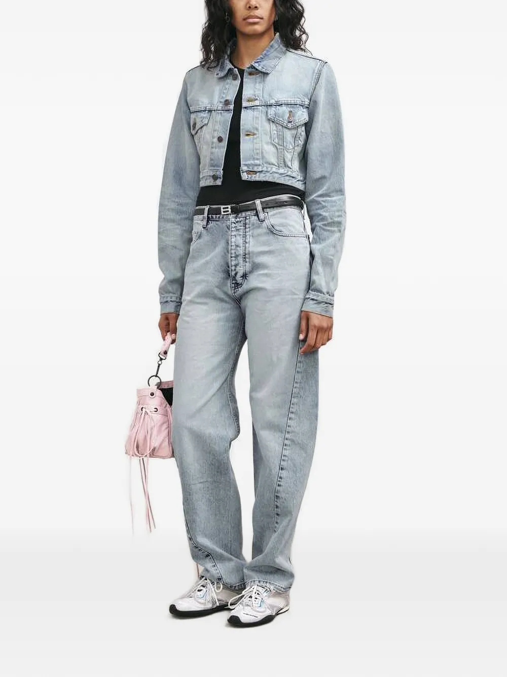 Balenciaga Button-up denim jack Blauw