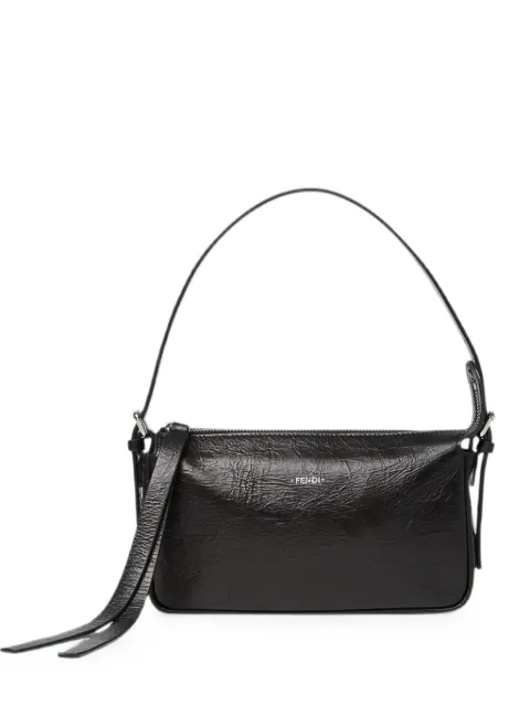 FENDI bolso de hombro pequeño de piel arrugada con cremallera en el tope