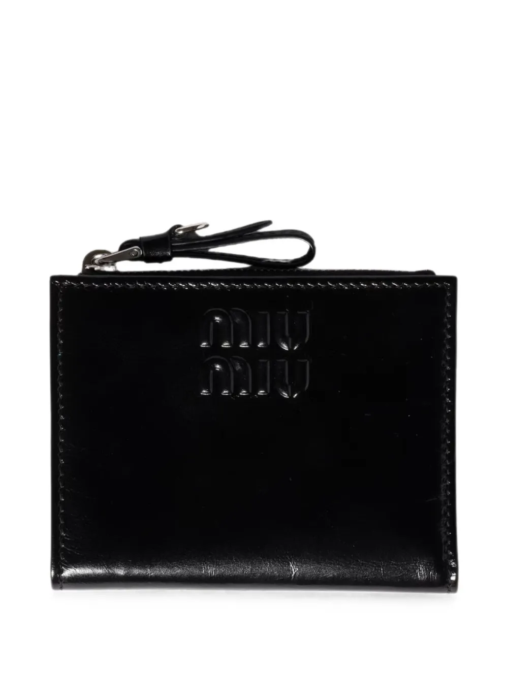 Miu Miu Portafoglio piccolo in pelle con logo goffrato - Nero