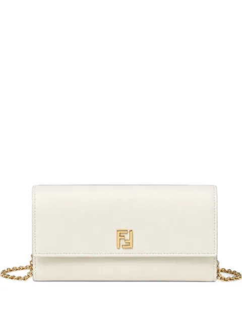 FENDI FF logo Continental leather chain wallet