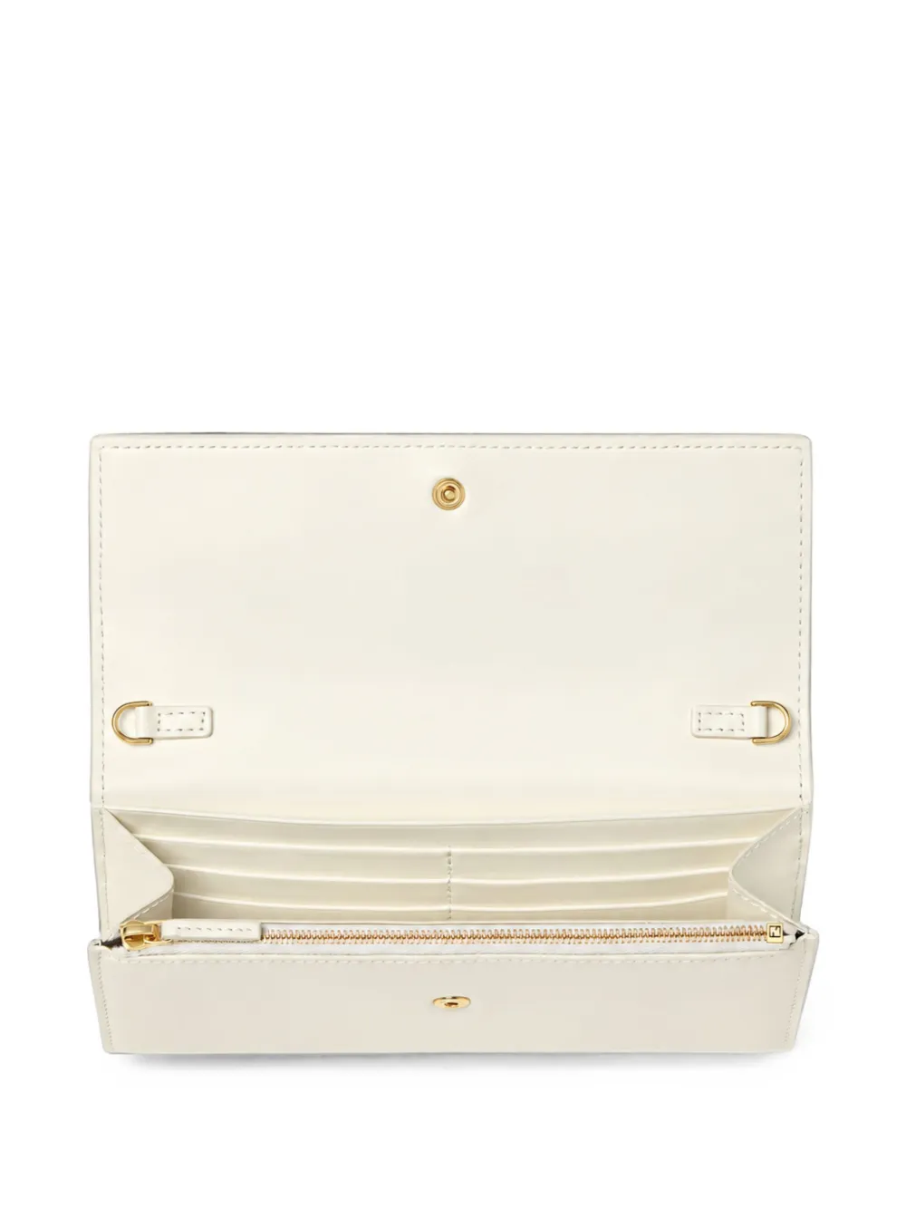 FENDI Continental leren portemonnee met ketting en FF-logo Beige