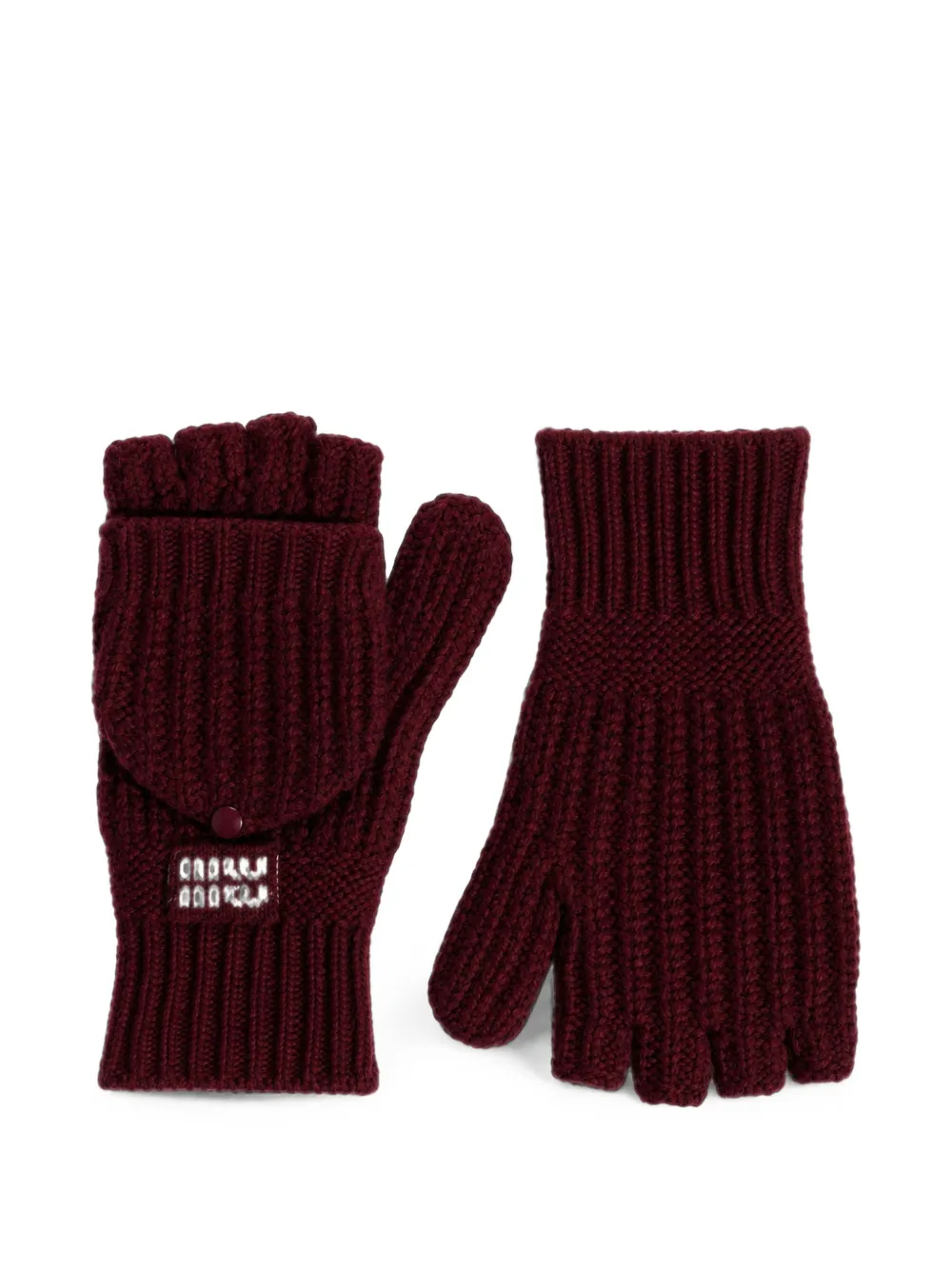 Miu Miu Guanti senza dita in lana e cashmere - Rosso