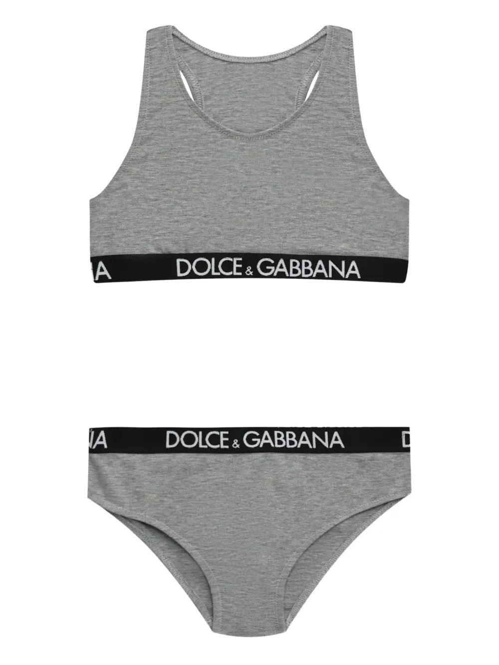 Dolce & Gabbana Kids logo-tape two-piece underwear set - Grigio