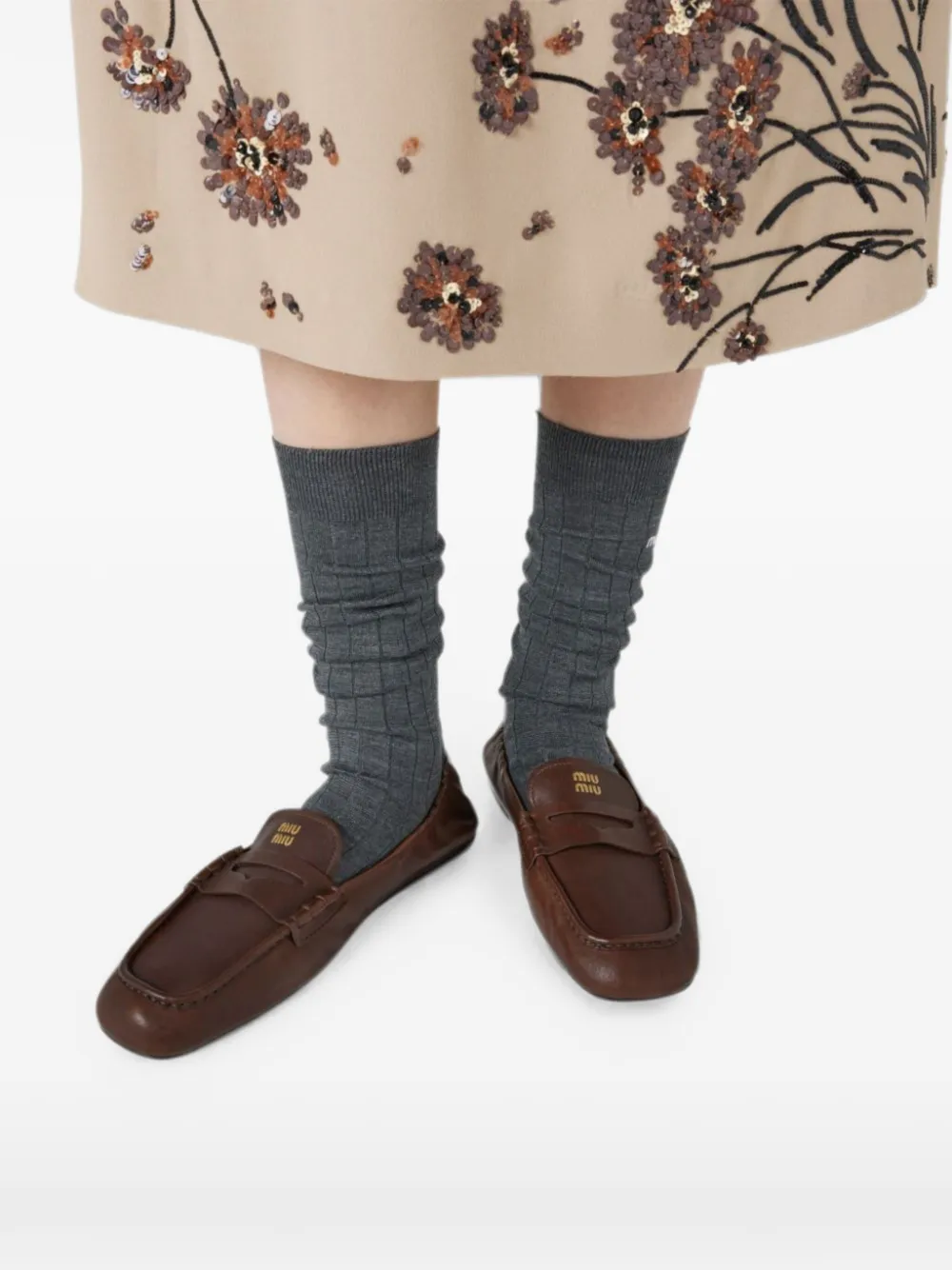 Miu logo-embossed penny loafers Bruin