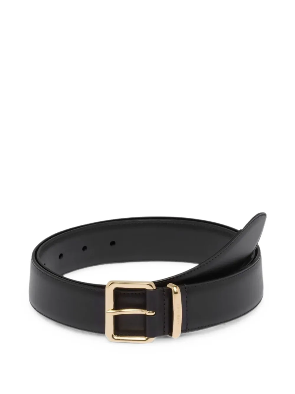 Miu Miu logo-engraved buckle belt - Nero