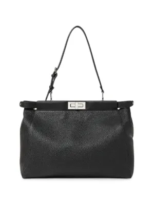 FENDI Roma logo-embossed Leather Tote Bag | Black | FARFETCH