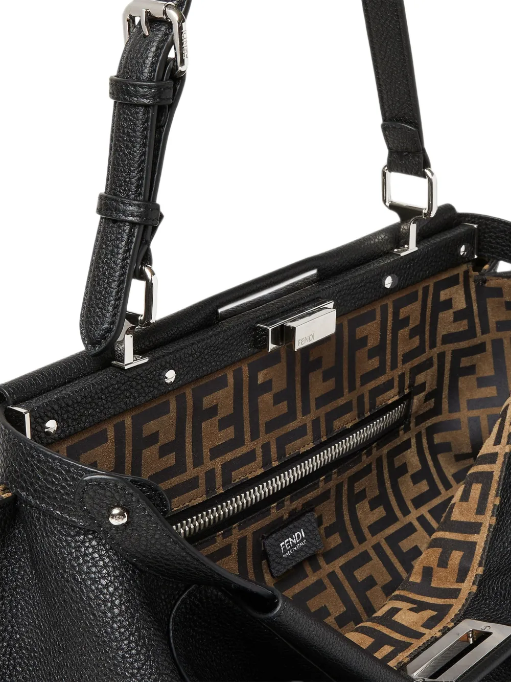 FENDI Peekaboo shopper van bewerkt leer Zwart
