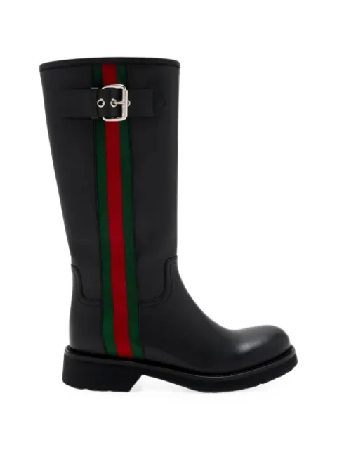 Gucci botas biker con banda Web