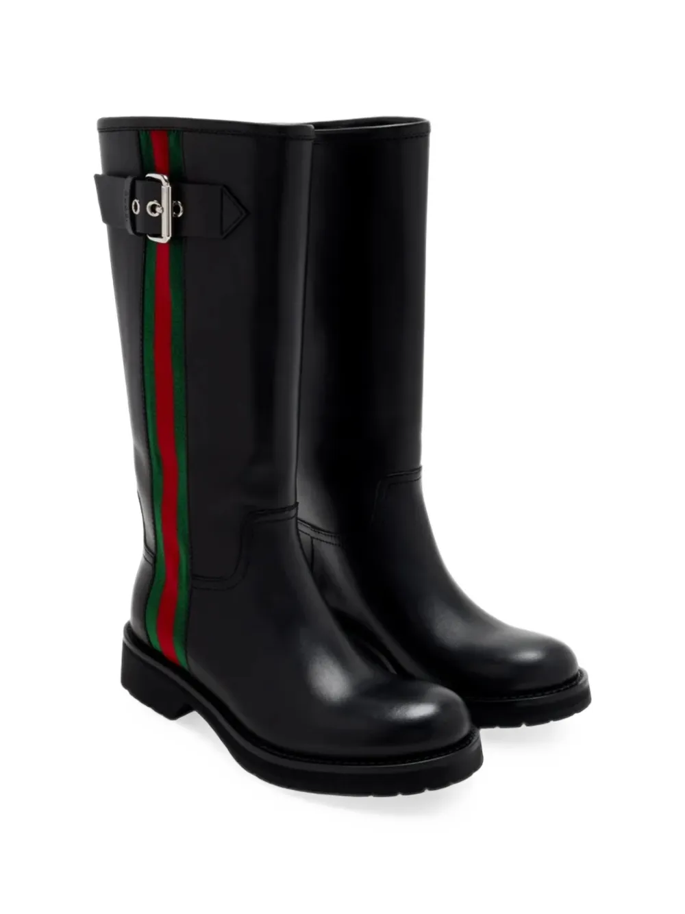 Gucci Biker boots met Web Zwart