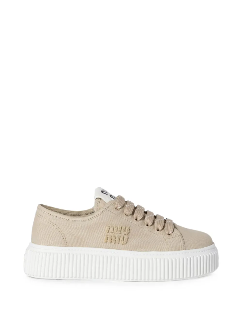Miu Miu logo-embroidered platform sneakers - Toni neutri