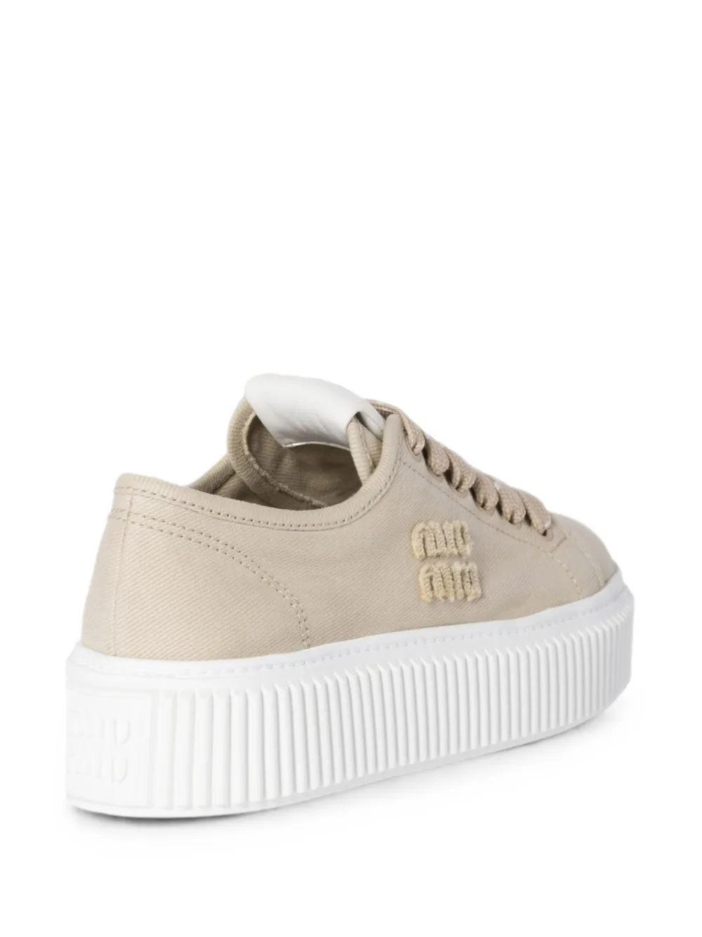 Miu logo-embroidered platform sneakers Beige