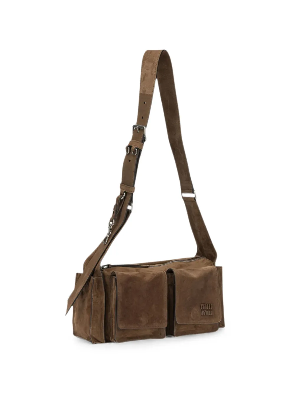 Miu Miu Utilitaire suede shoulder bag - Marrone