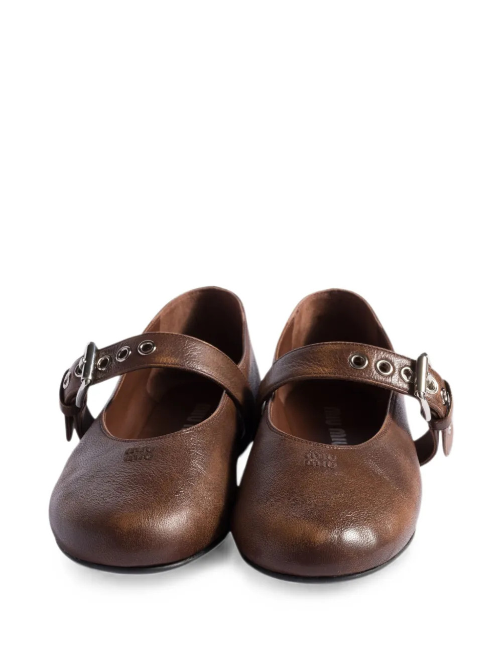 Miu buckle-strap leather ballet flats Bruin