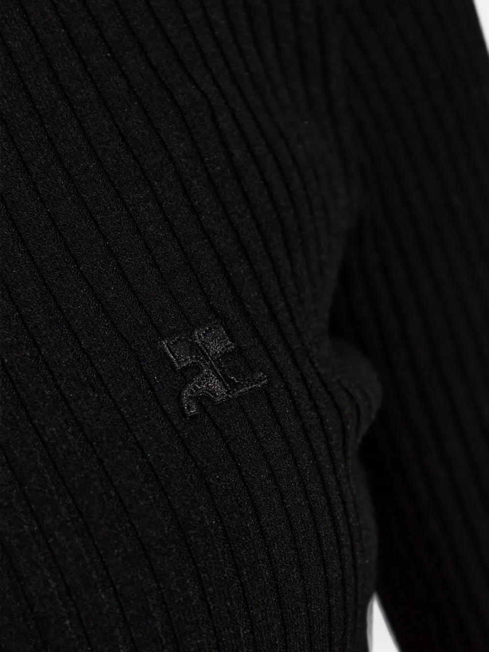 Courrèges Ribgebreid poloshirt met logodetail Zwart