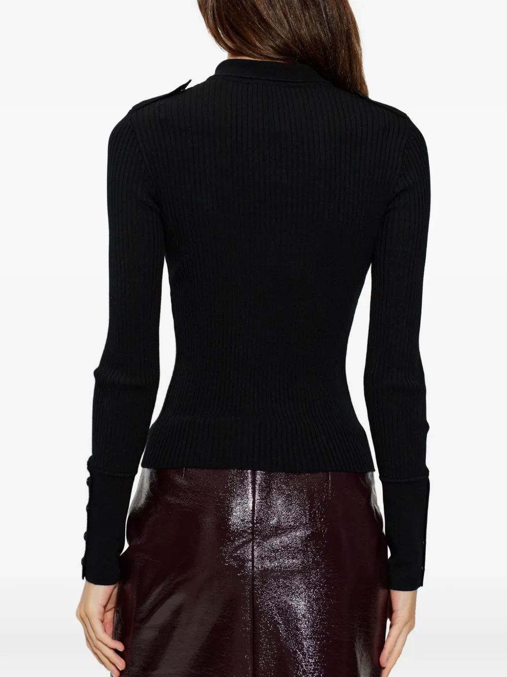 Courrèges Ribgebreid poloshirt met logodetail Zwart