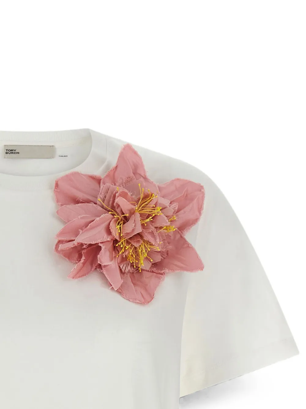 Tory Burch T-shirt met bloemapplicatie Wit