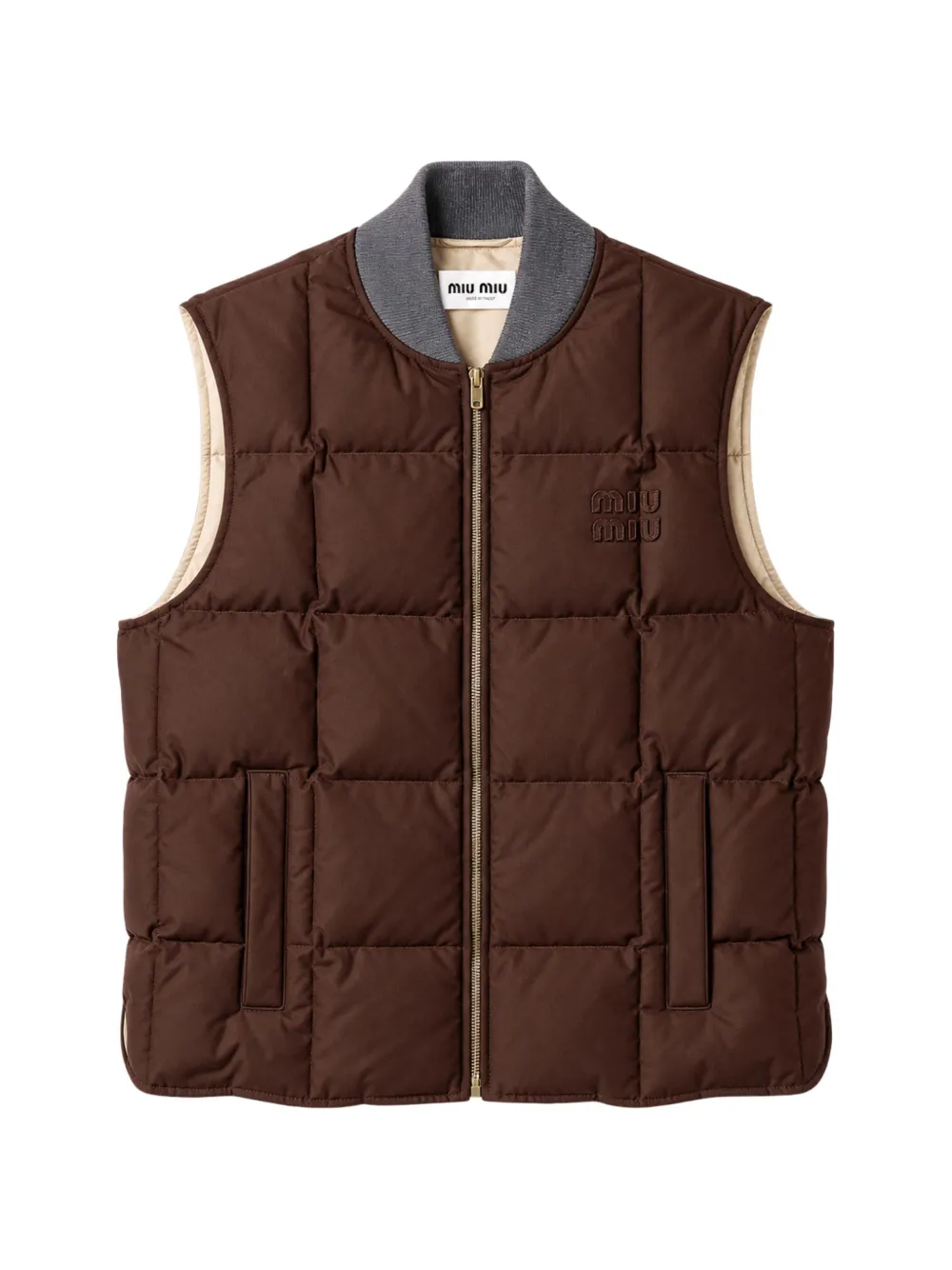 Miu Miu gabardine down vest - Marrone