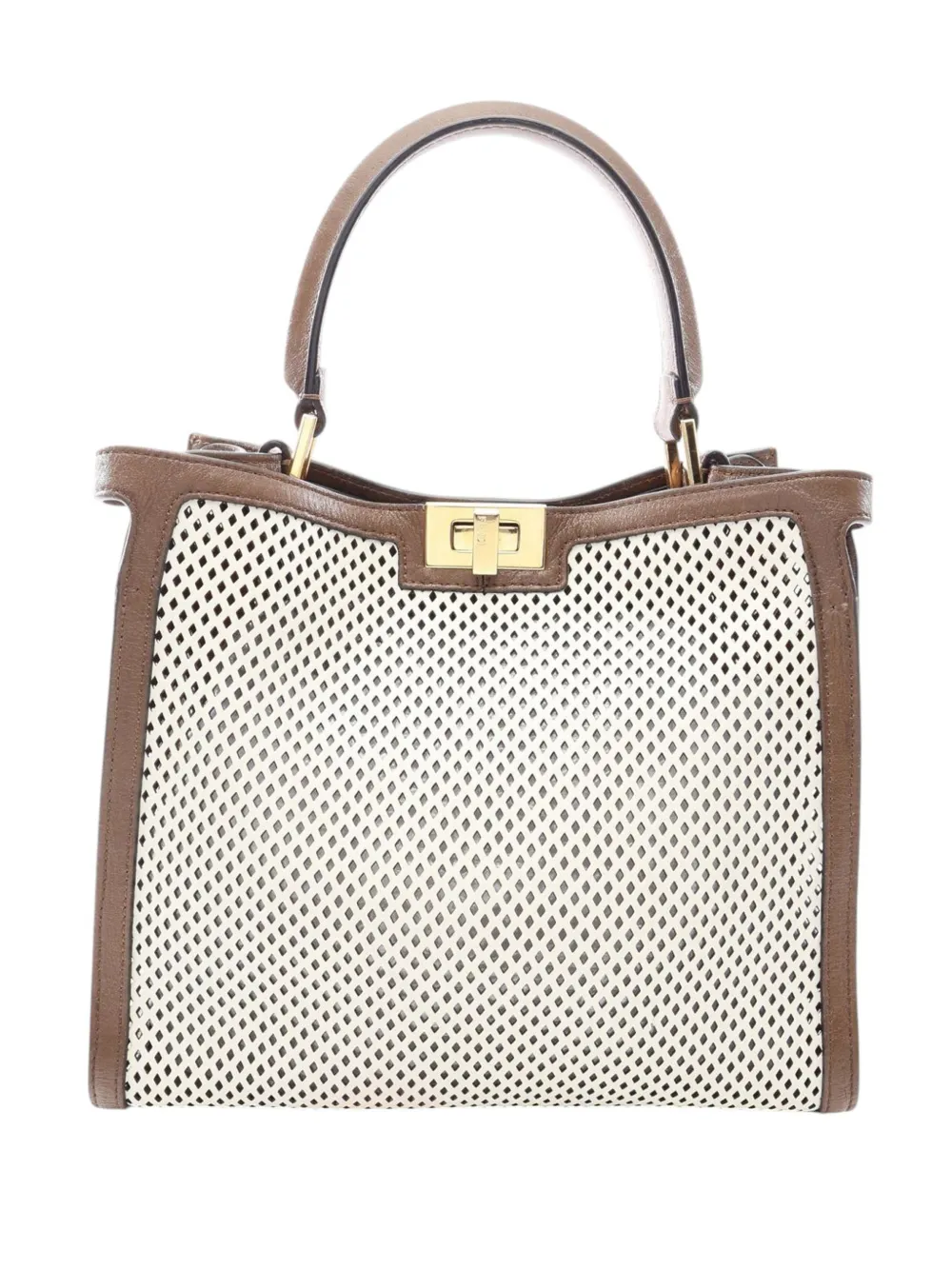 Fendi Pre-Owned 2010-2026 Medium Perforated Leather Peekaboo X Lite satchel - White
