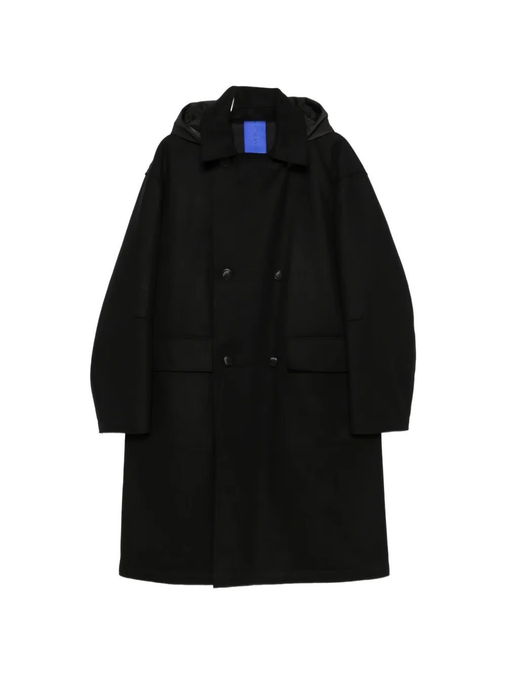 Duno double-breasted hooded coat - Schwarz